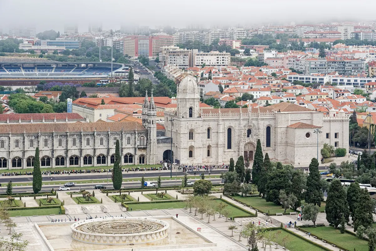 Jeronimos Monastery and Praça do Império from above